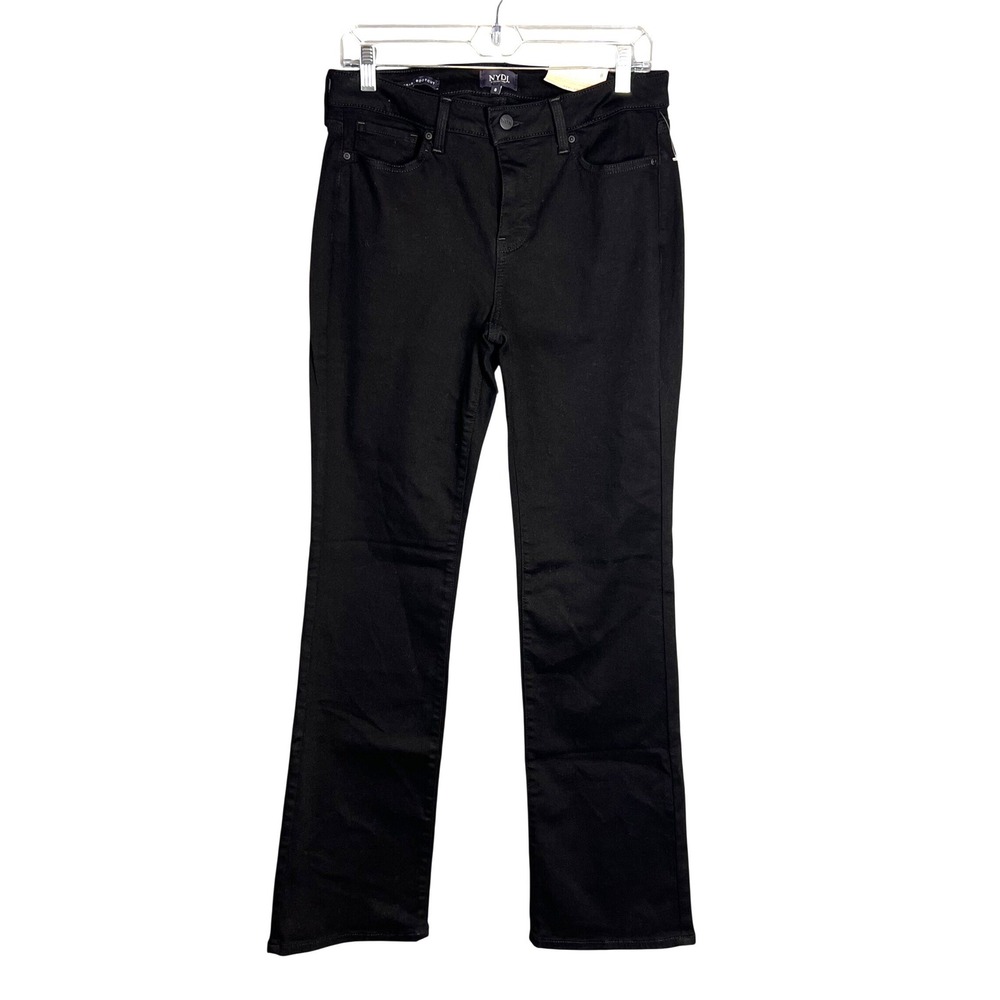 NYDJ Barbara Bootcut Jeans Sz 8 Black Stretch Denim Timeless Flattering NWT